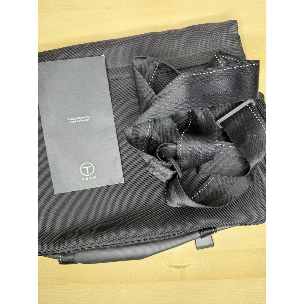 TUMI T TECH 57012D Black Yellow Ballistic Nylon Messenger Bag w/ Strap & Manual